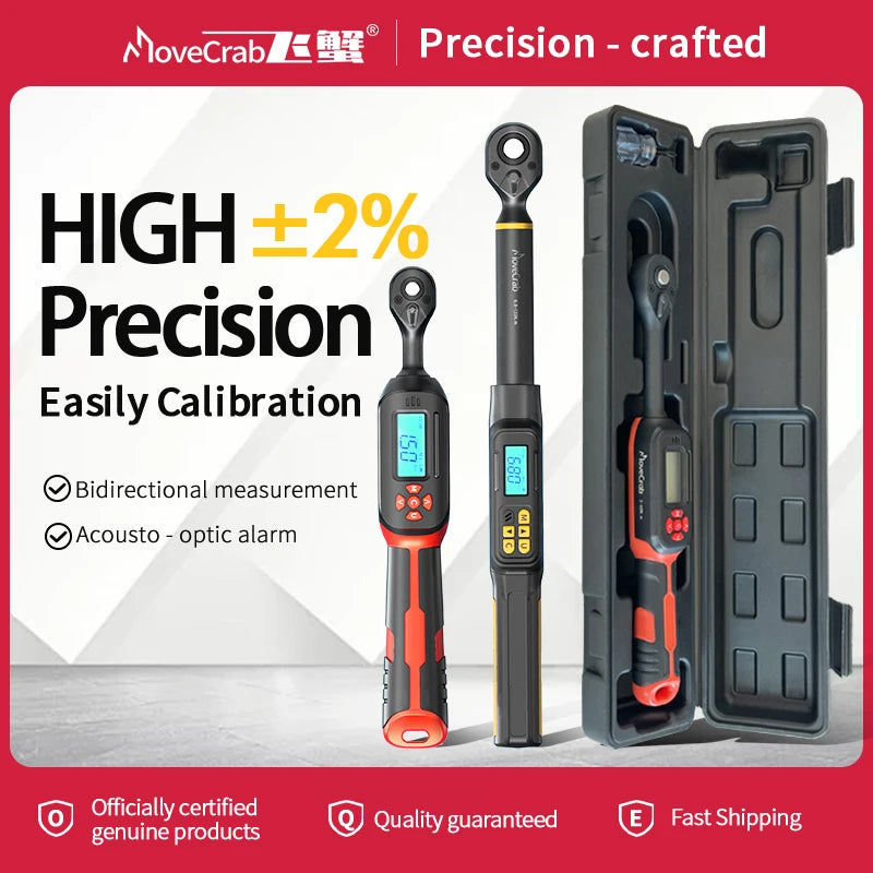 MoveCrab Digital Torque Wrench 1-340N.m 2 Percent Accuracy LED Alerts