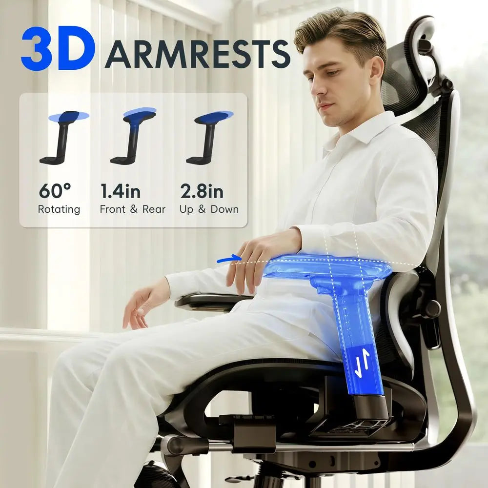 XMSJ ErgoX Premium Ergonomic Office Chair With Footrest 3D Armrests