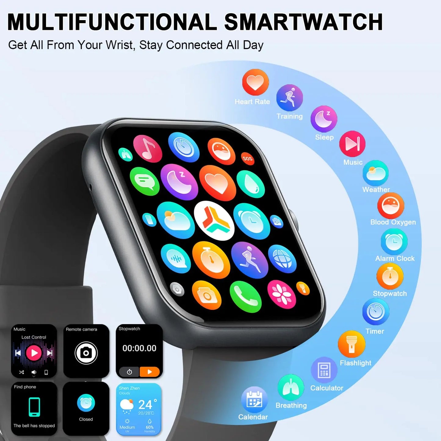 Nerunsa Smart Watch Fitness Tracker With Sleep Monitor IP68 Waterproof