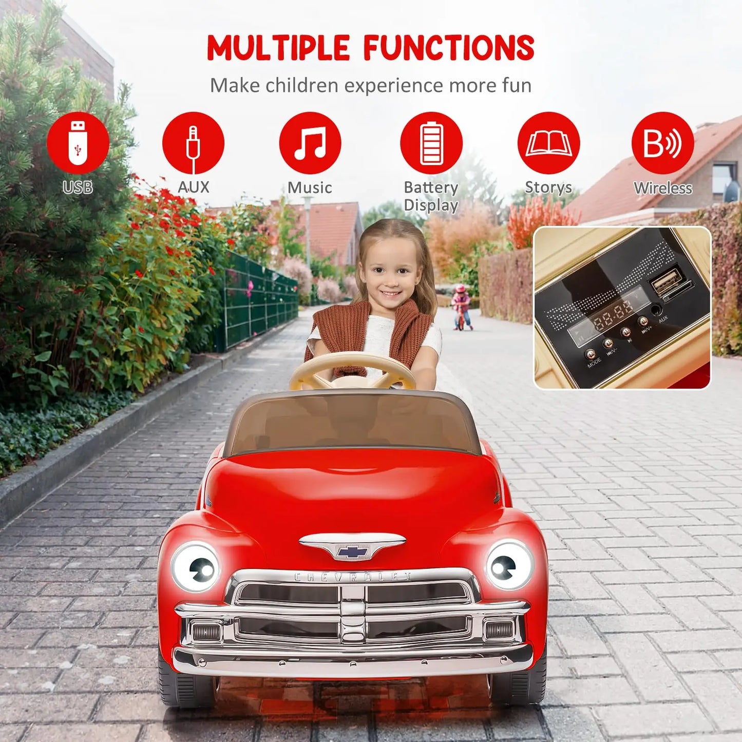 12V Kids Ride Onboard Car With Led Lights And Music