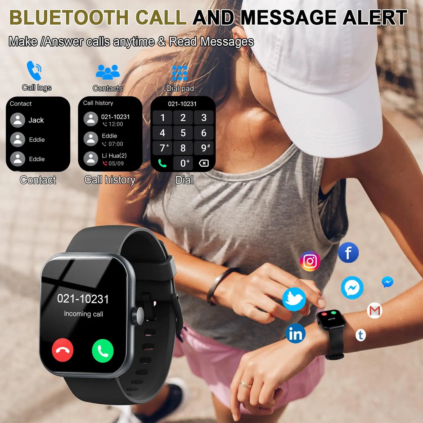 Nerunsa Smart Watch Fitness Tracker With Sleep Monitor IP68 Waterproof