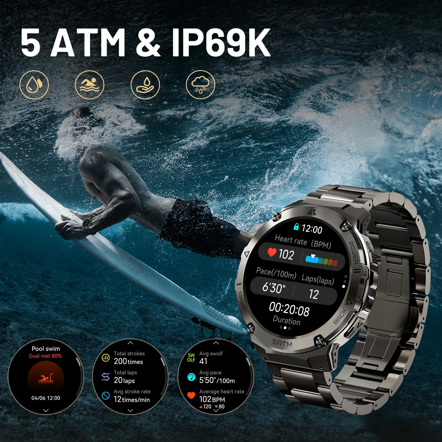 Ticwris T3E GPS Smartwatch Waterproof 5ATM IP69K Pro