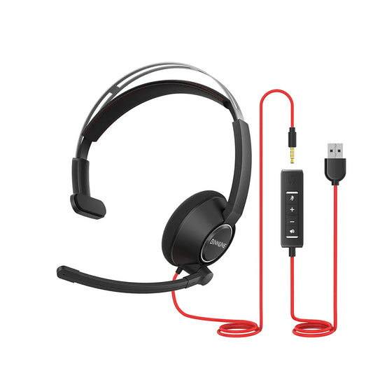 BINNUNE Wired Headset With Noise Cancelling Mic For PC Zoom