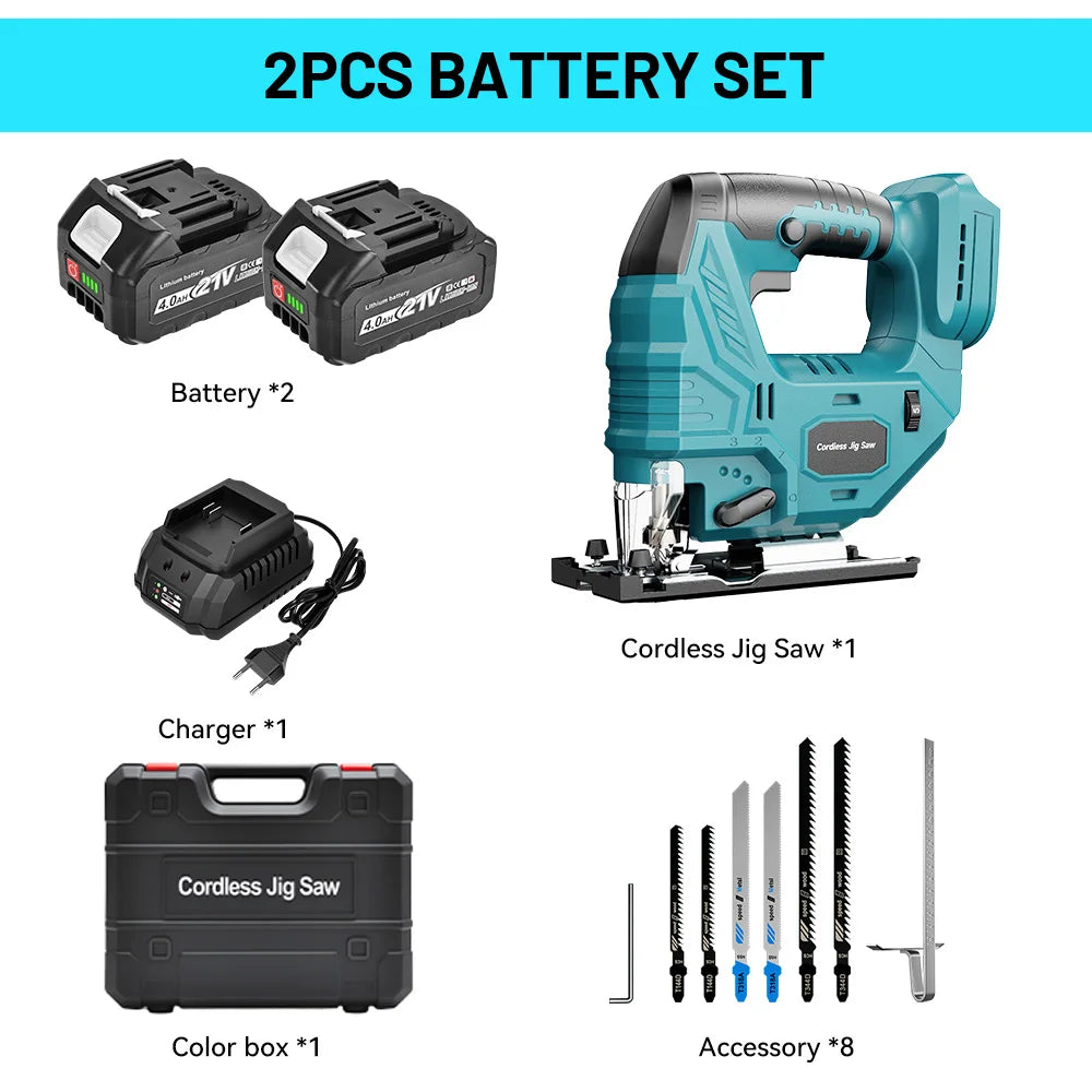 YEARTOP 7 Speed Brushless Cordless Jigsaw 18V Woodworking Tool