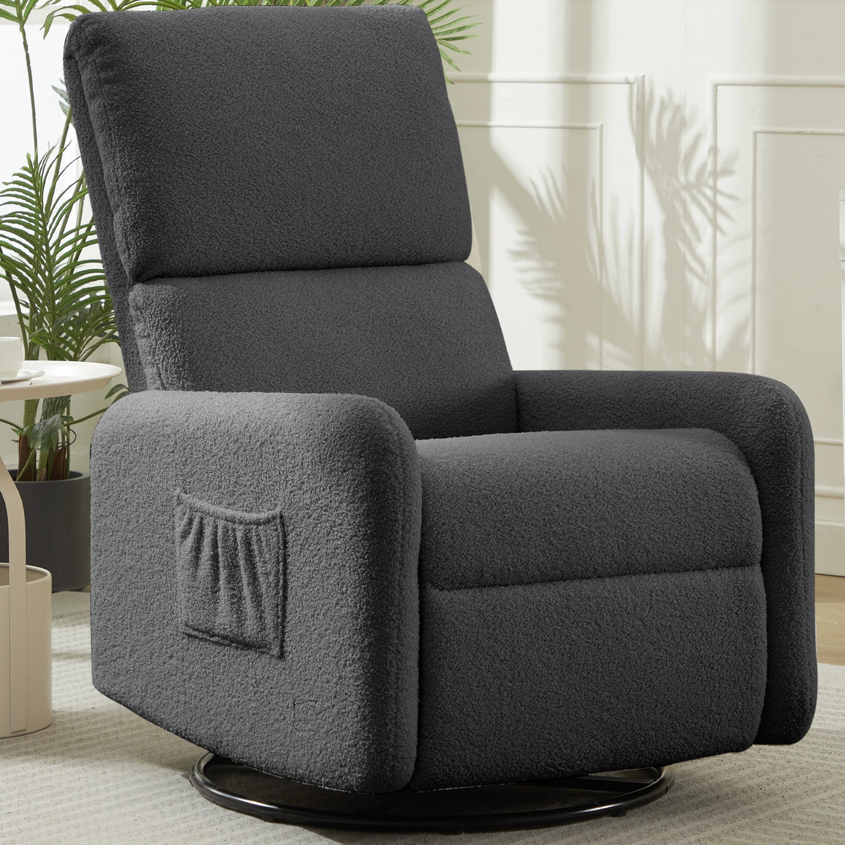 Korser Sherpa 360 Degree Swivel Glider Chair, Rocking Armchair with Side Pocket, Compact Furniture for Small Spaces Living Room