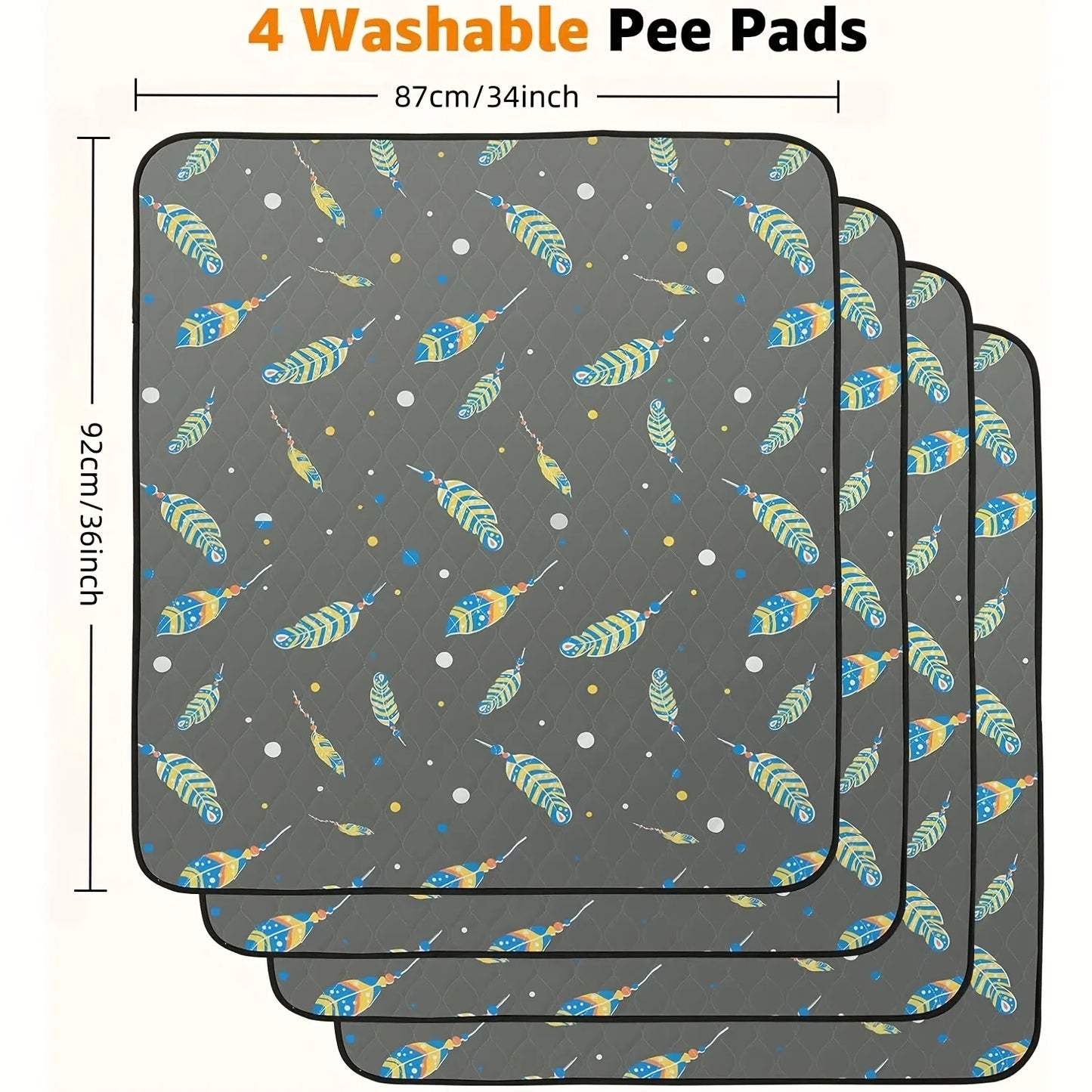 4/2 Pack Washable Dog Pee Pads Ultra Absorbent Leak Proof