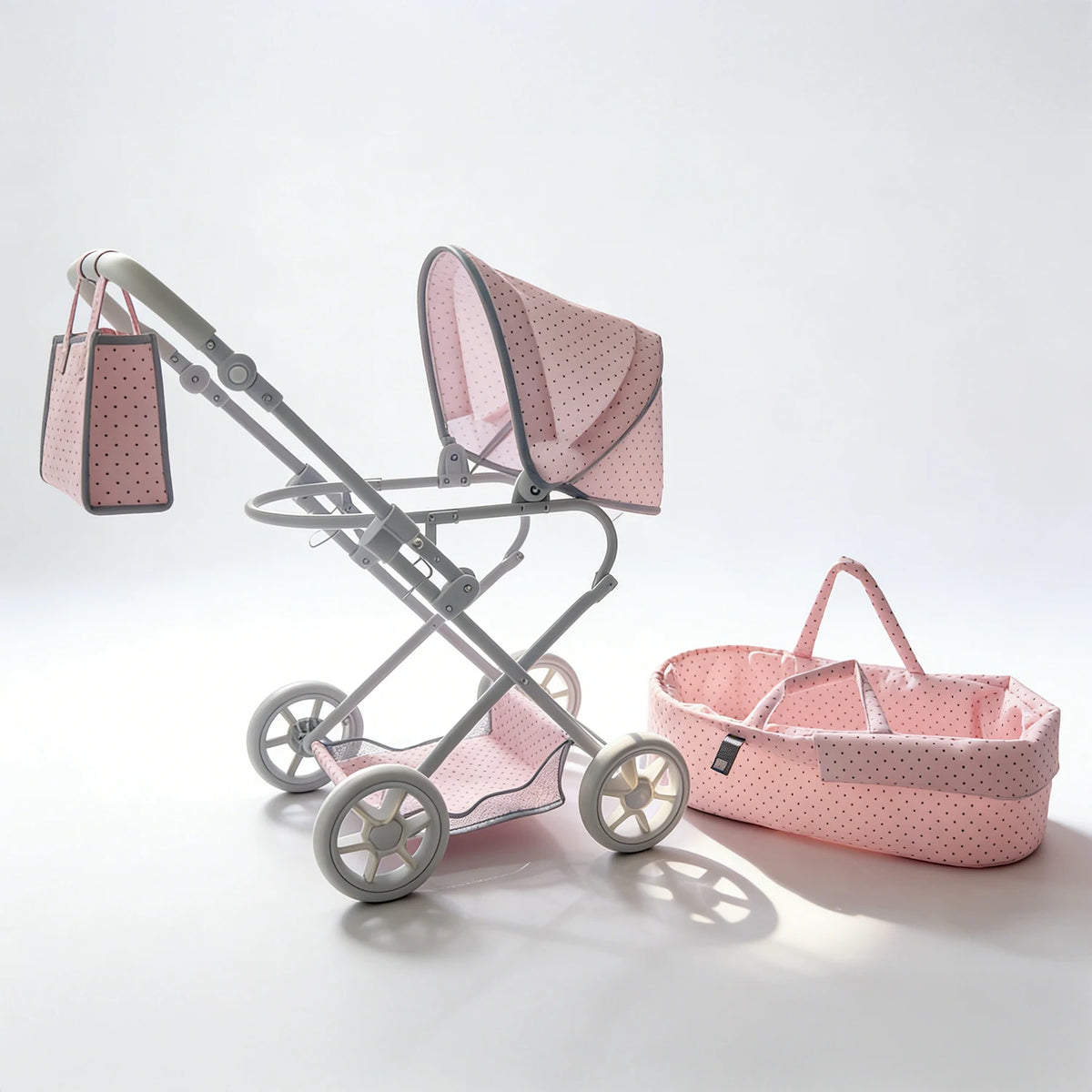 NPK Newborn Doll Stroller Pram for Doll Size 14 to 24inch big size with Removable Cradle Basket Suitable Gifts For Girls