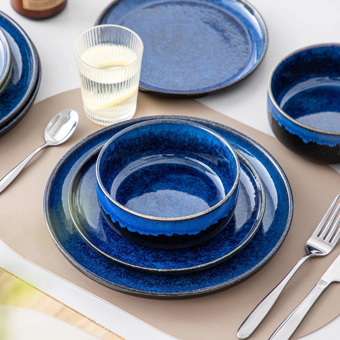 Malacasa Starry Stoneware Dinnerware 12 24 Piece Set Reactive Glaze