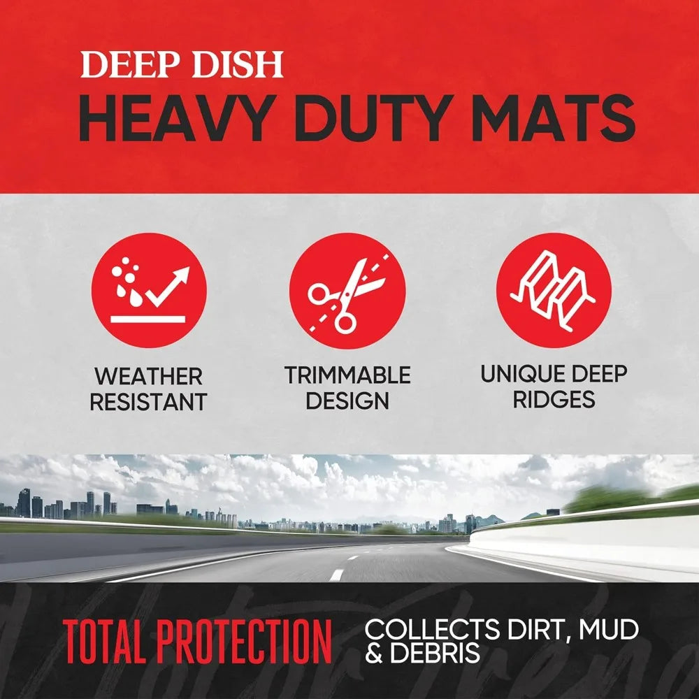 All Weather Floor Mats Set For Cars SUVs And Vans Deep Dish Protection