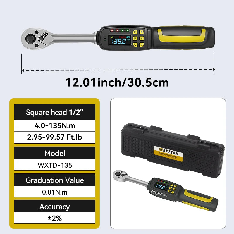 Waxtron Digital Torque Wrench Two Percent Accuracy Auto And Motorcycle
