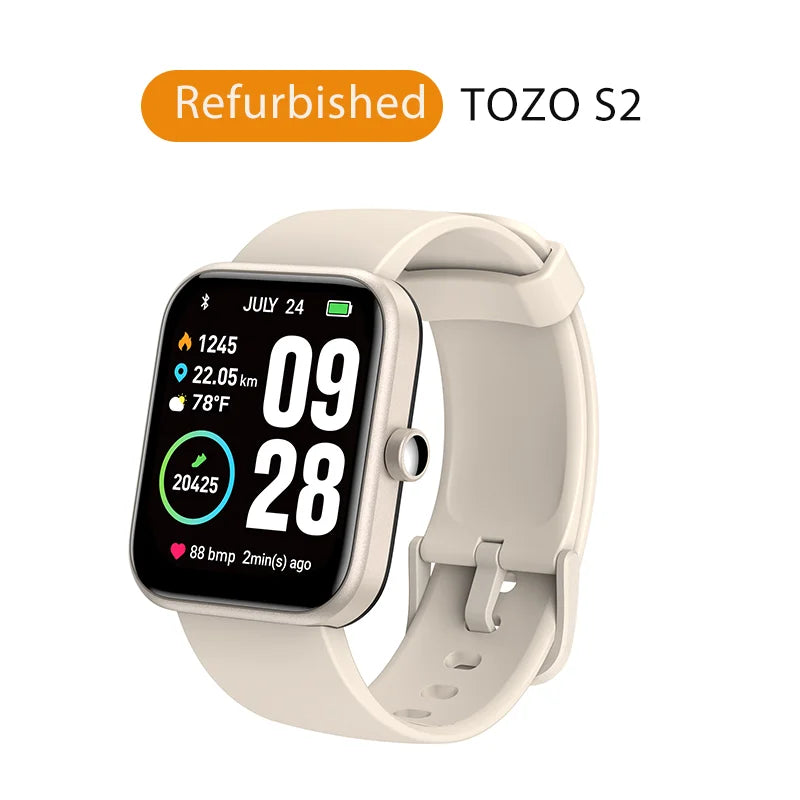 TOZO S2 Smartwatch Waterproof 5ATM Alexa Built In Fitness Tracker