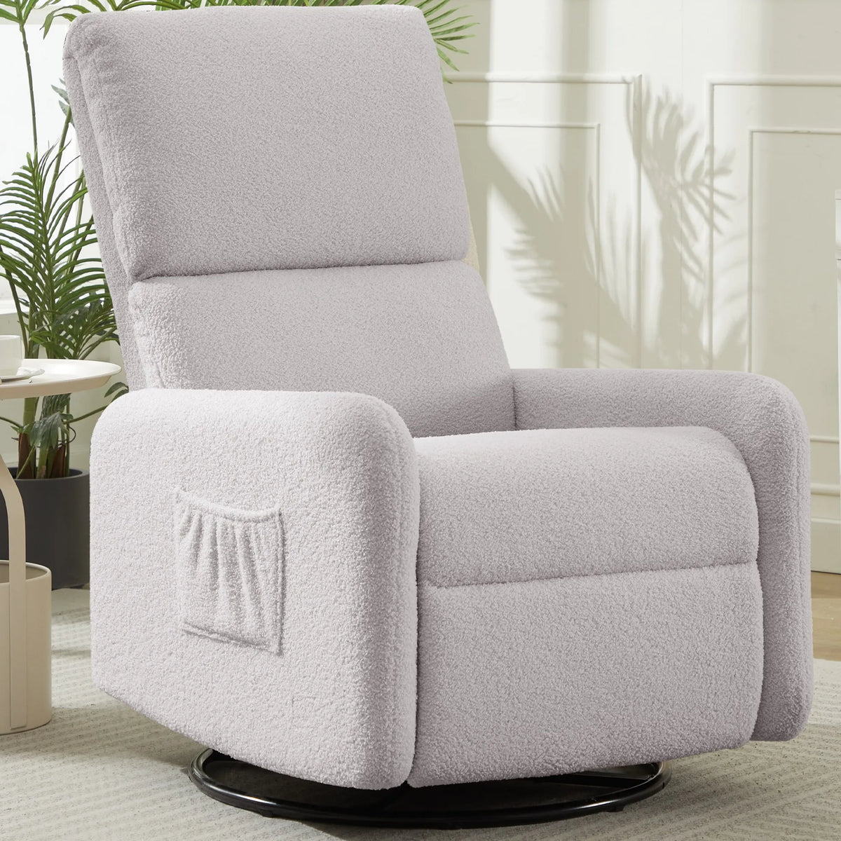 Korser Sherpa 360 Degree Swivel Glider Chair, Rocking Armchair with Side Pocket, Compact Furniture for Small Spaces Living Room