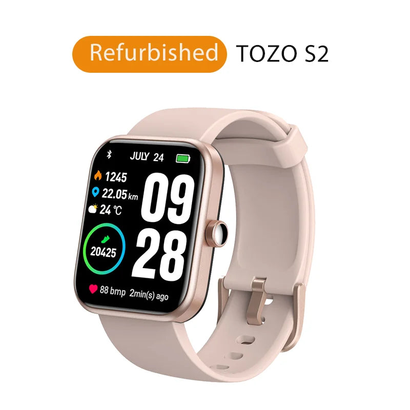 TOZO S2 Smartwatch Waterproof 5ATM Alexa Built In Fitness Tracker
