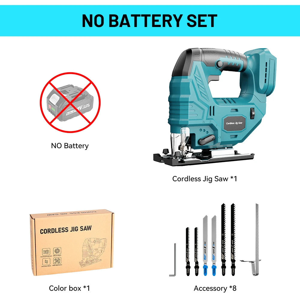 YEARTOP 7 Speed Brushless Cordless Jigsaw 18V Woodworking Tool