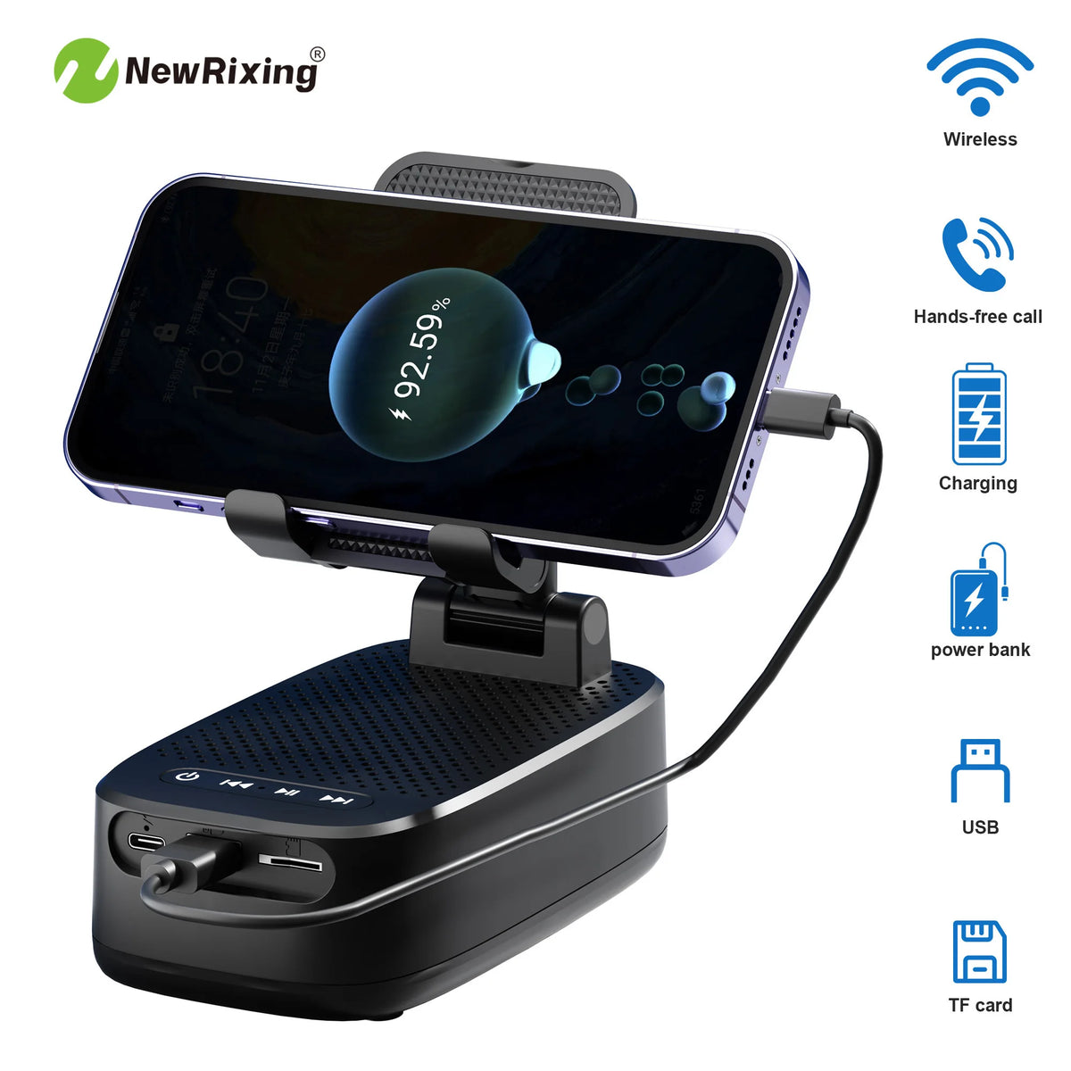 NewRixing Portable Wireless Speaker With Integrated Power Bank