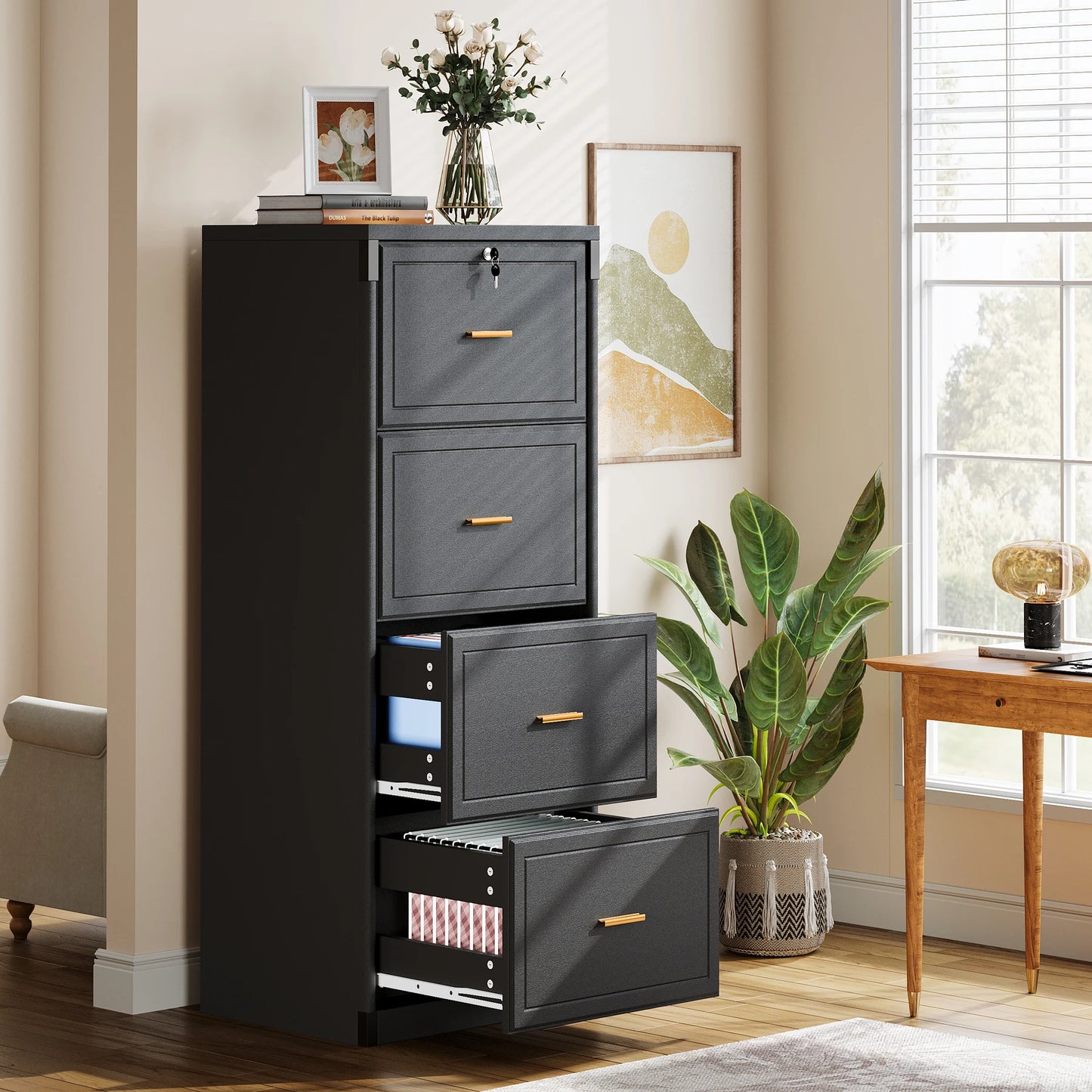Tribesigns 4 Drawer File Cabinet With Lock For Home Office