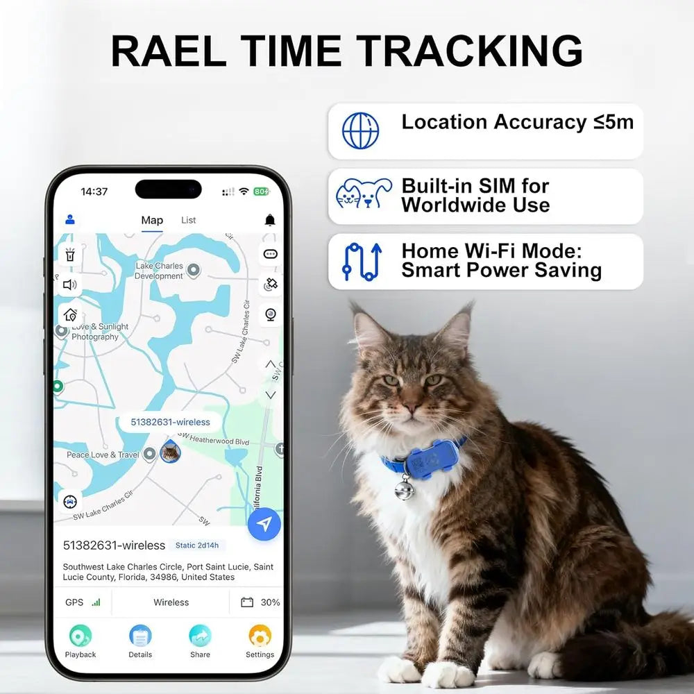 GPS Tracker for Dogs and Cats Real Time Location Alerts