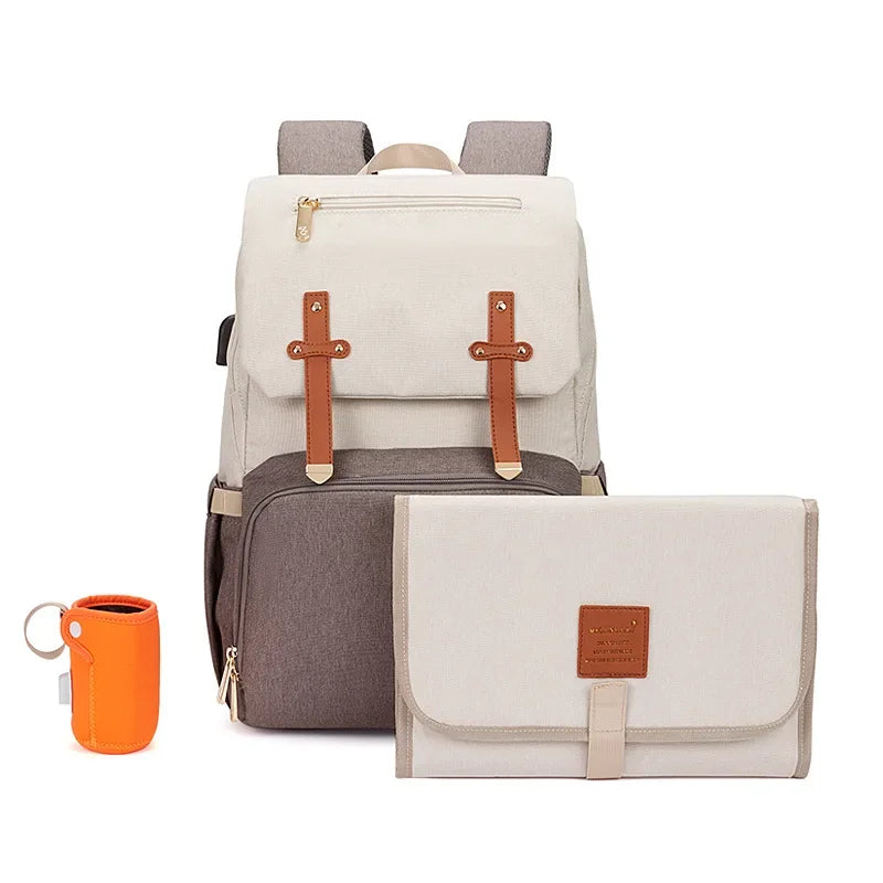 Multifunctional Baby Diaper Bag Backpack With Insulated Bottle Holder