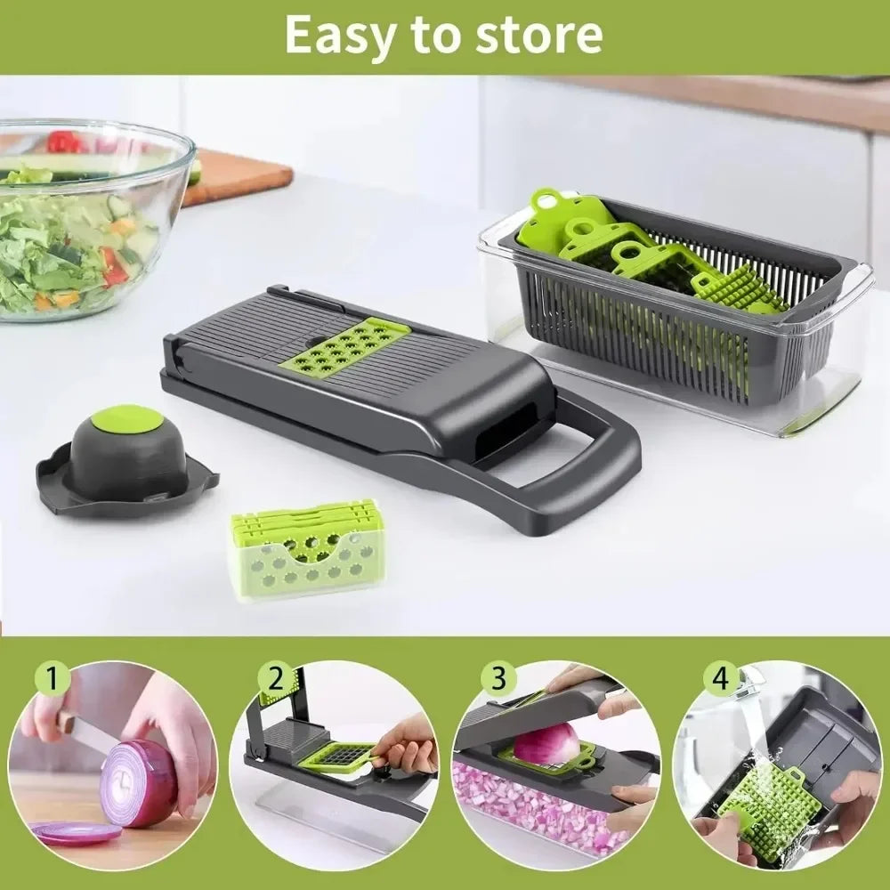AEDG Multifunctional Vegetable Chopper Slicer Dicer Grater With Handle Set