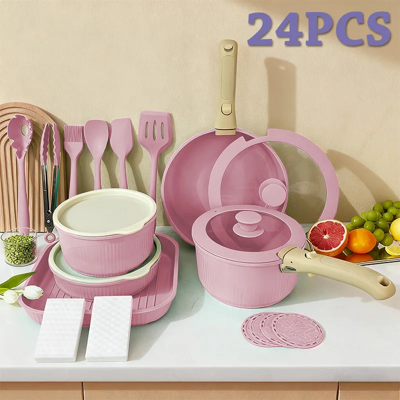Pots And Pans Set Nonstick Detachable Handle Induction Oven Safe