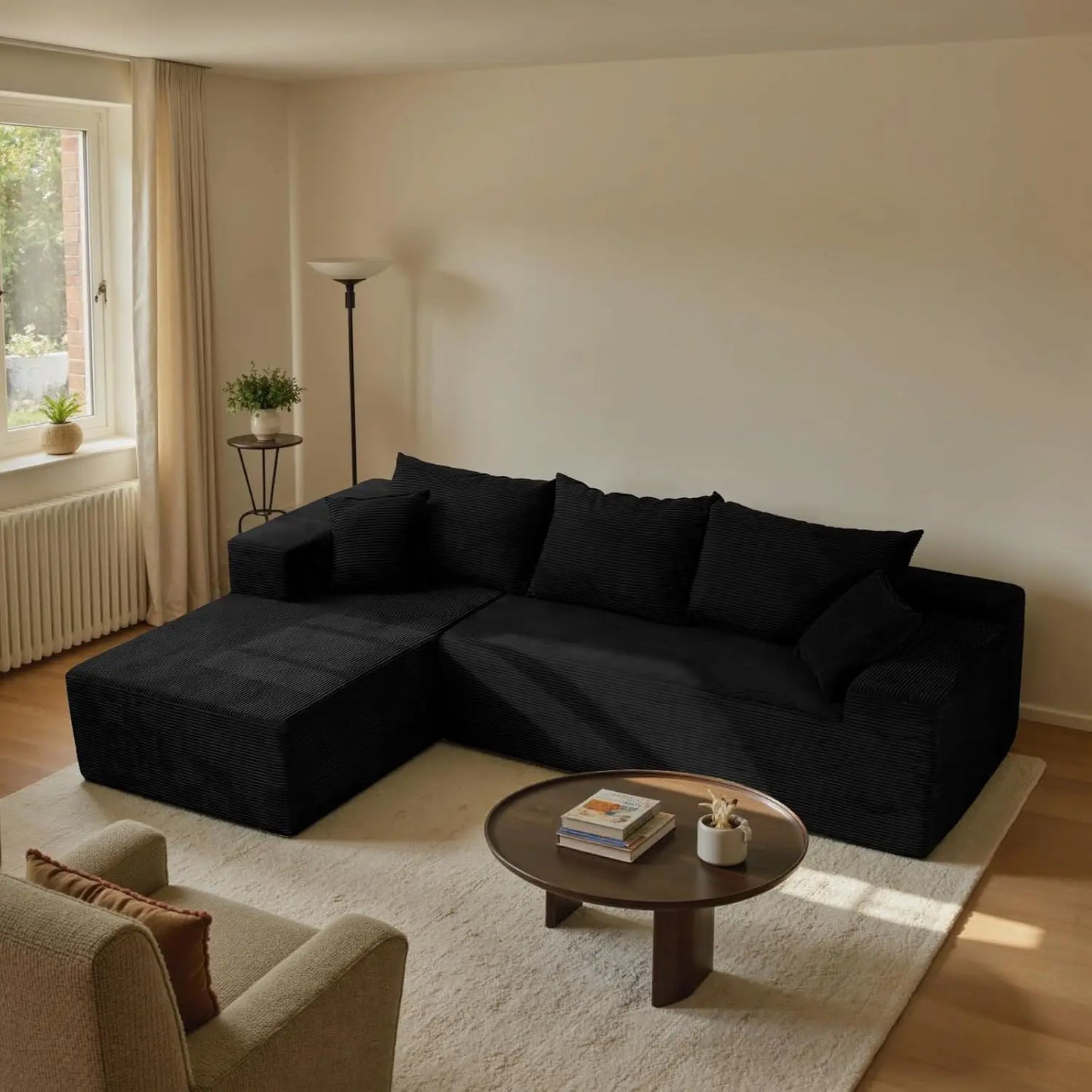L Shape Sectional Sofa With Chaise Deep Seat Velvet