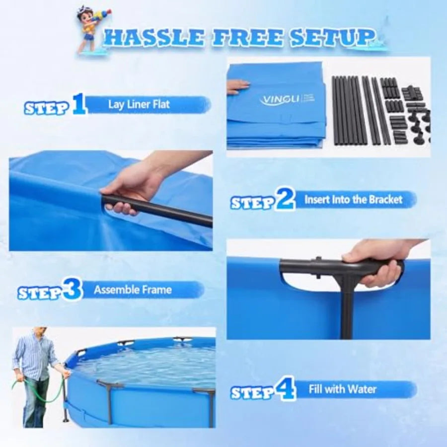 Eco Friendly Portable Round Above Ground Pool With Metal Frame