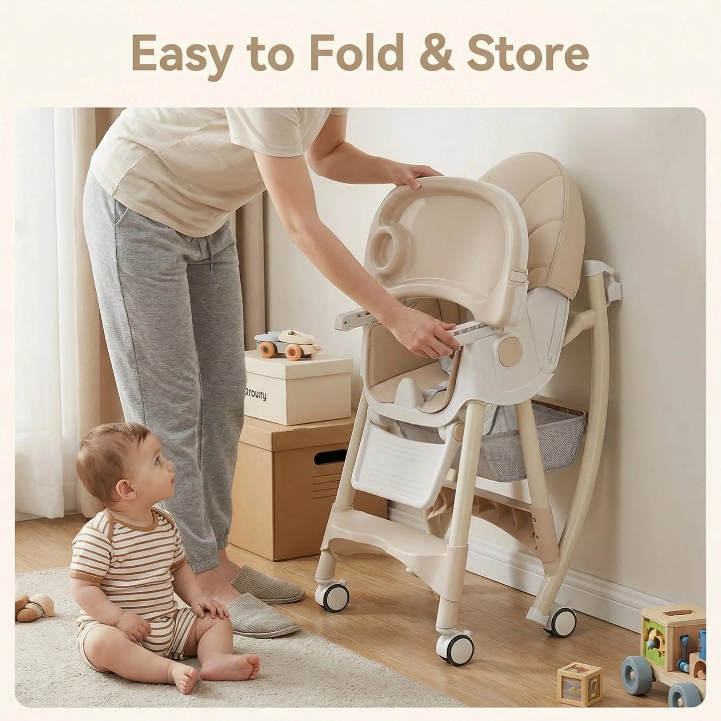 Multifunctional Foldable Kids High Chair by-6-in-1 Design with Adjustable Height, Reclining Backrest, 3-Position Tray, 5-Point Safety Harness & Removable Cushion for Home, Travel & Outdoor
