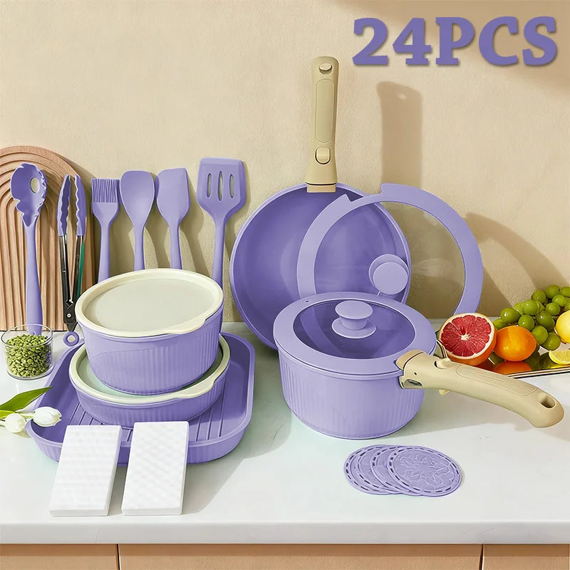 Pots And Pans Set Nonstick Detachable Handle Induction Oven Safe