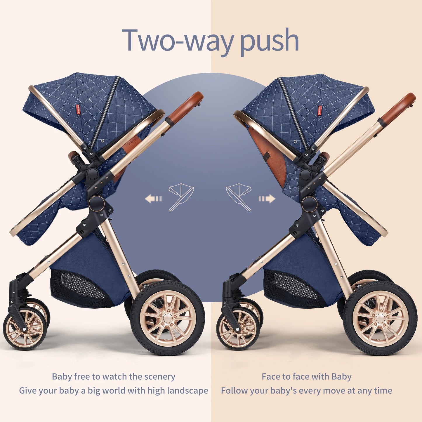 B.childhood All-In-One Luxury Stroller 3-In-1 High Landscape Pram