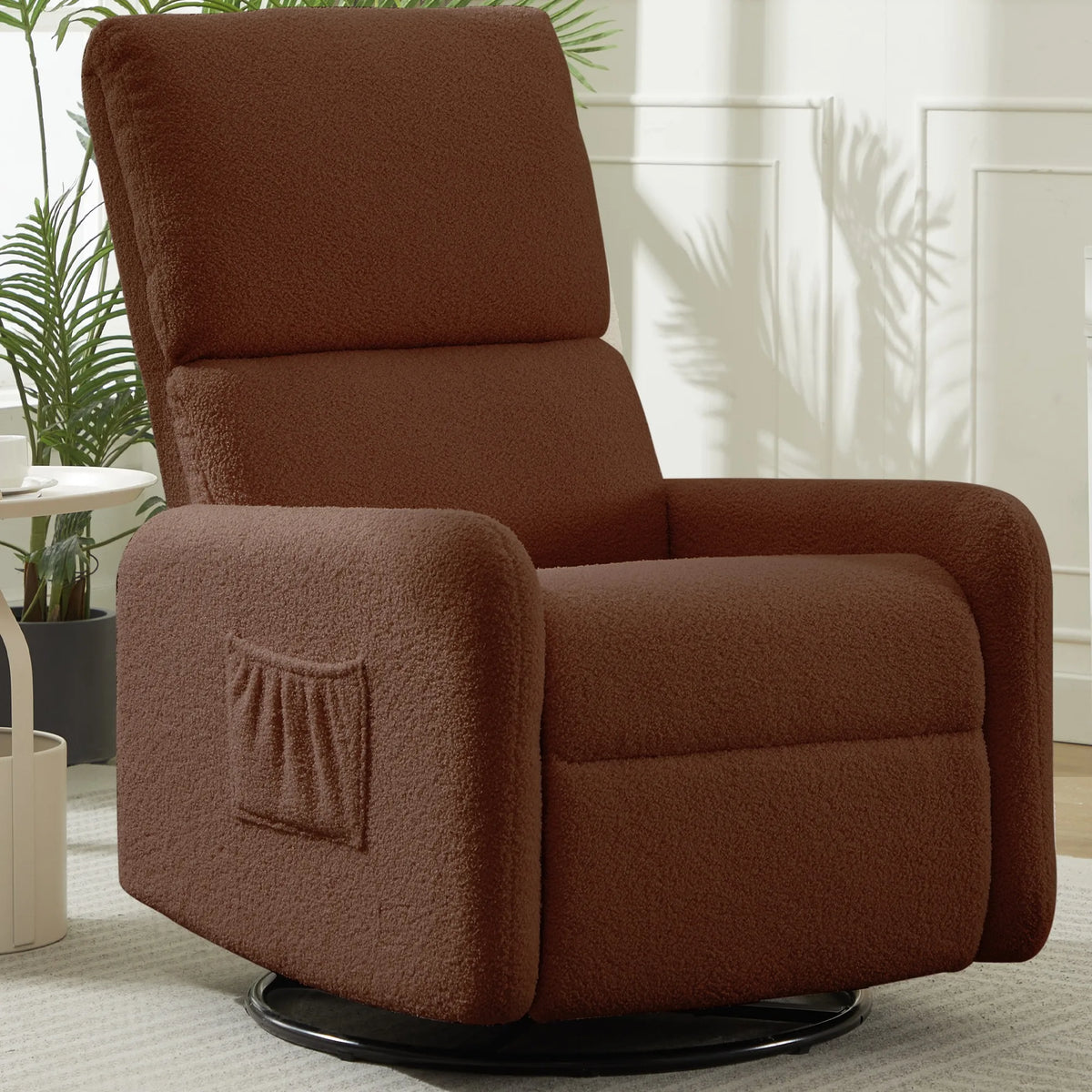 Korser Sherpa 360 Degree Swivel Glider Chair, Rocking Armchair with Side Pocket, Compact Furniture for Small Spaces Living Room