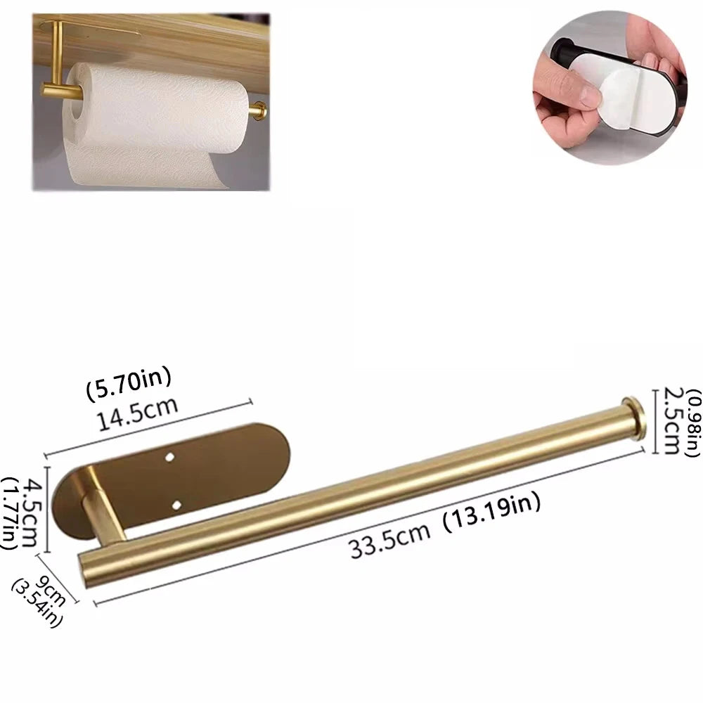 Metal Adhesive Paper Towel Holder For Kitchen And Bathroom Storage