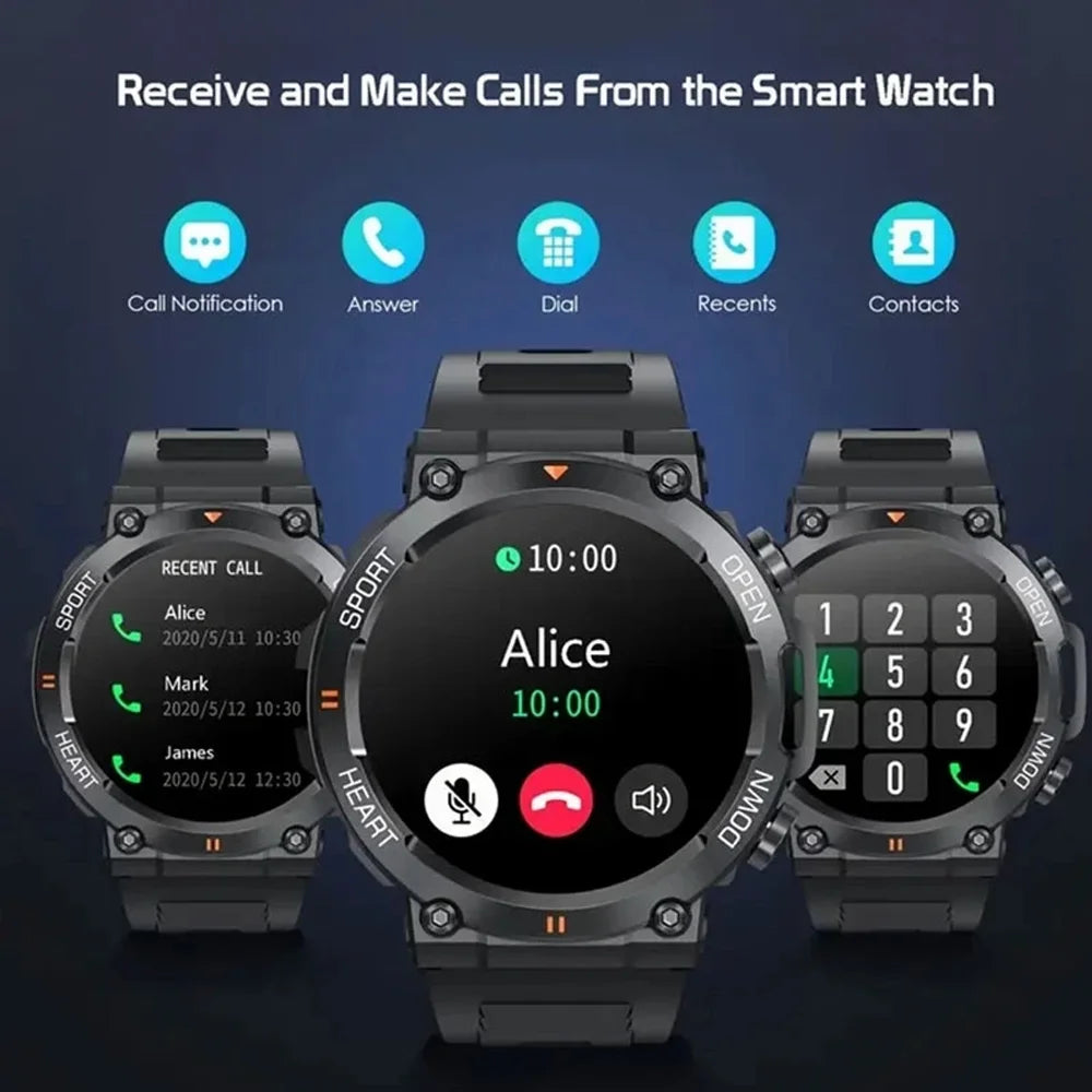 SENBONO Rugged Military Smartwatch for Men 100 Sports BT Call Waterproof
