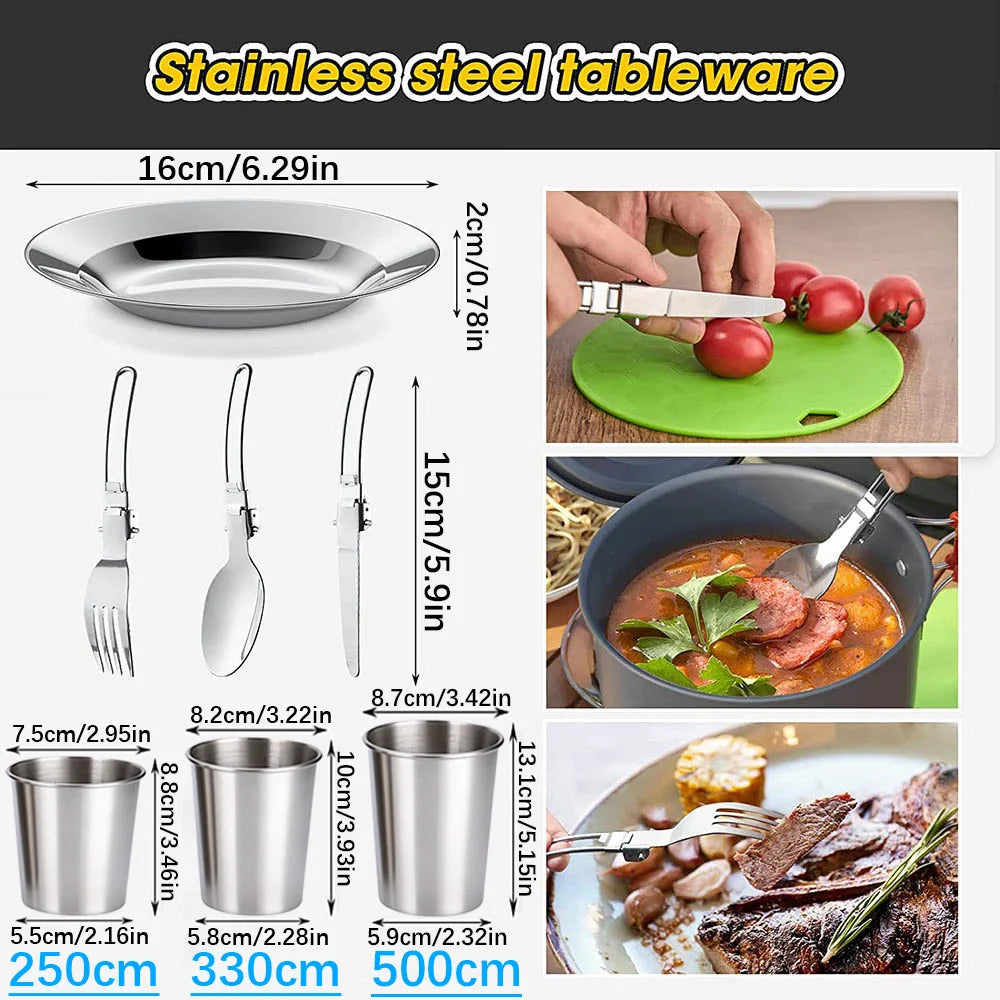 LISM Camping Cookware Set Teapot For 2-3 People Nonstick Pots
