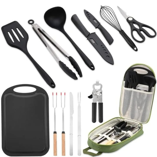 Camping Essentials Cookware Utensil Set for Portable Camp Kitchen