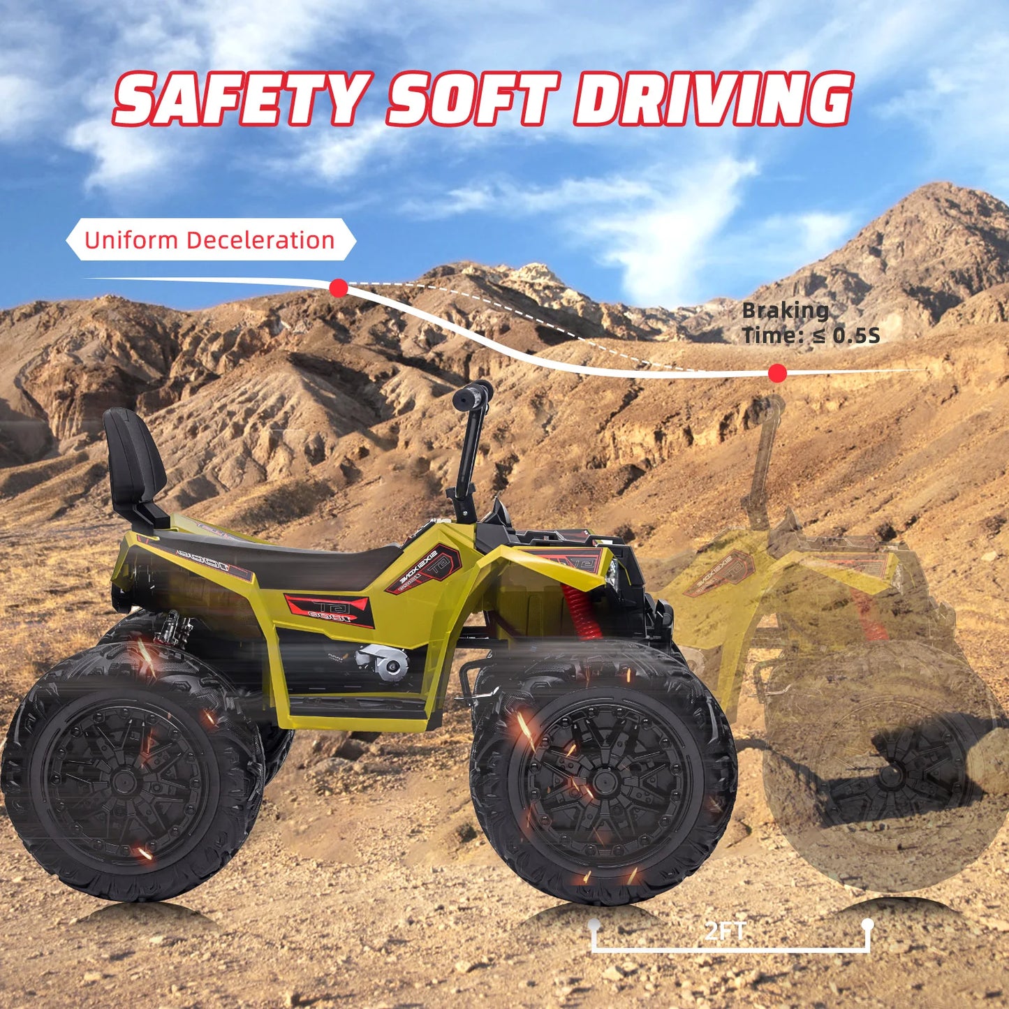 HiMISSE Kids Electric ATV 24V Ride On Vehicle With Bluetooth