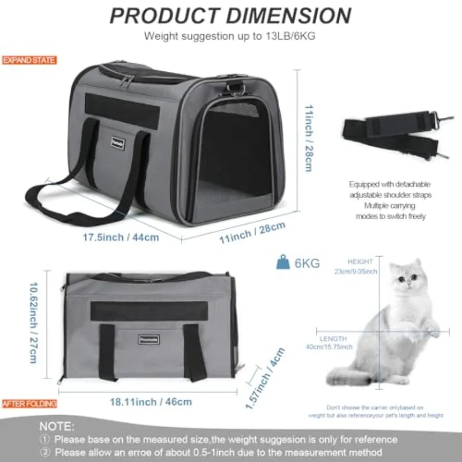 Airline Approved Dog And Cat Travel Carrier Soft Sided Bag