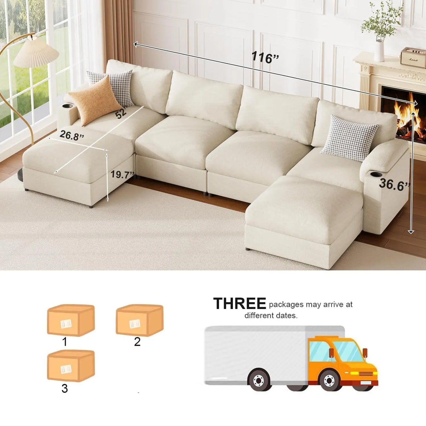 Velvet Modular Sectional Sofa Couch U Shaped Sleeper Chaise