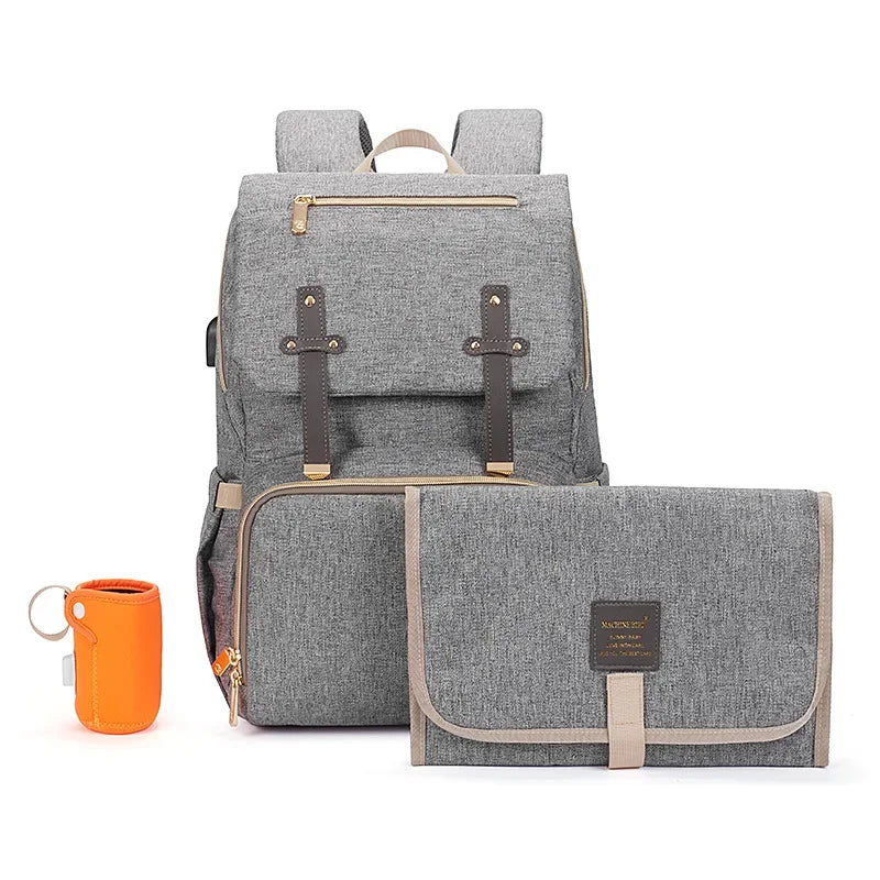 Multifunctional Baby Diaper Bag Backpack With Insulated Bottle Holder