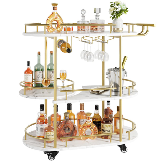 TWISTER.CK Bar Carts Four Tier Storage Shelves With Wine Rack