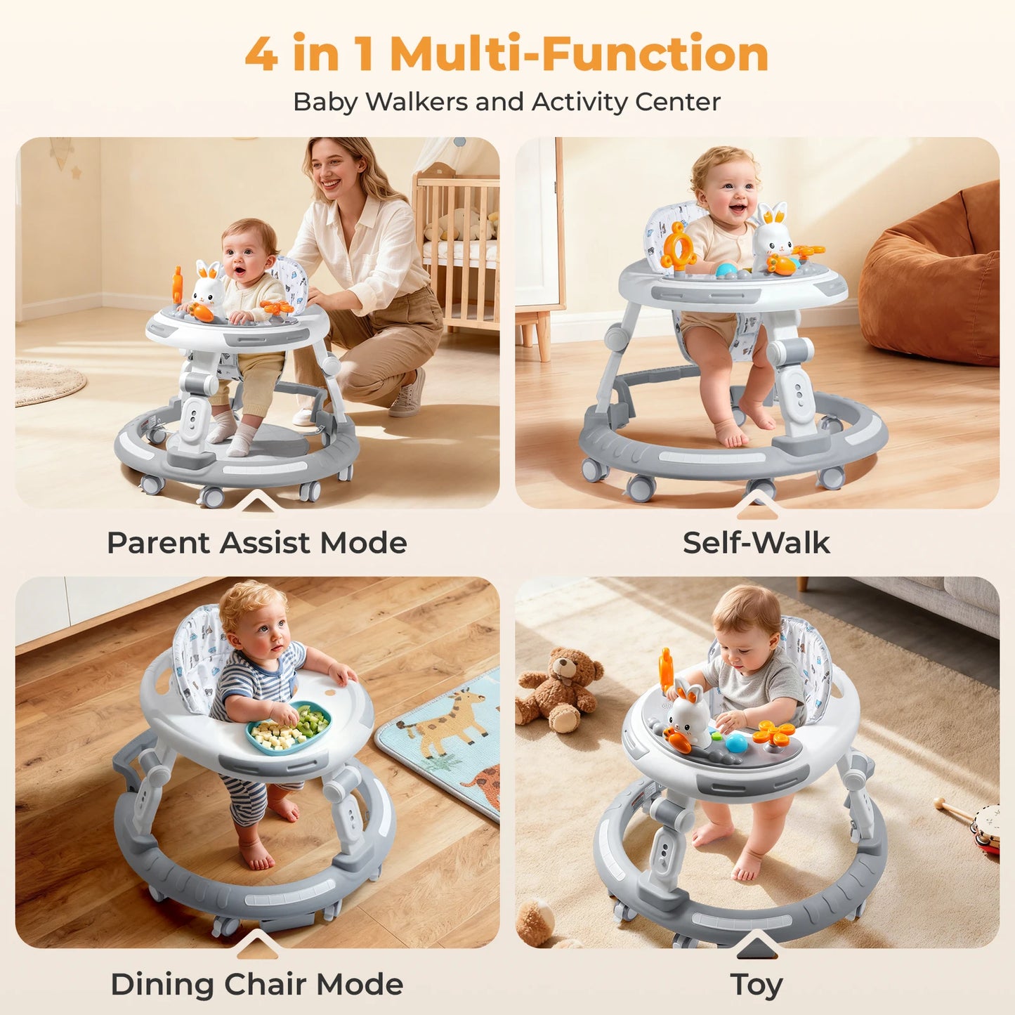 Safety 4 In 1 Baby Walker And Play Center AdjustableHeights