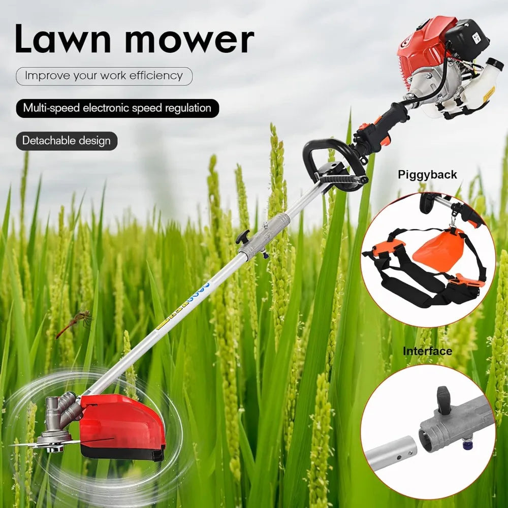 5-in-1 Gas Powered Multi Tool 52cc String Trimmer Edger Pole Saw Hedge Trimmer Brush Cutter