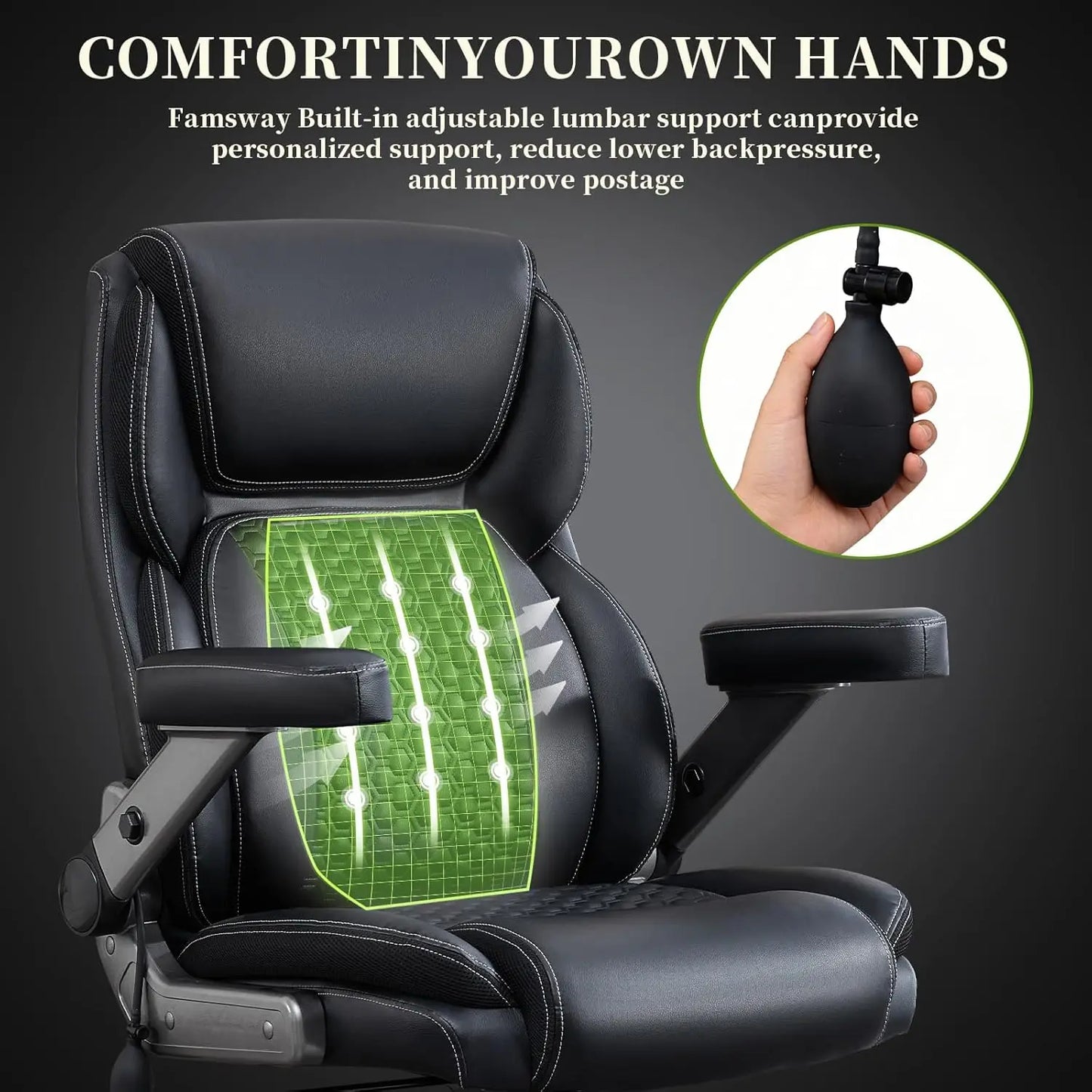 Heavy Duty Office Chair 700lb Capacity With 5D Flip Armrests