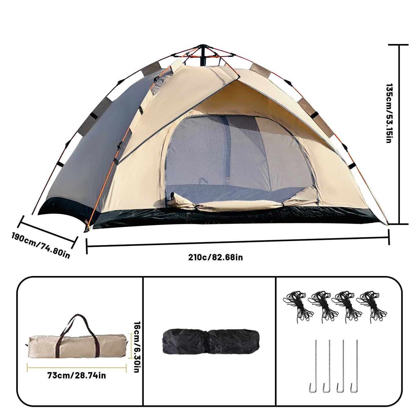 Pakicetus Windproof Family Camping Tent Easy Setup Lightweight