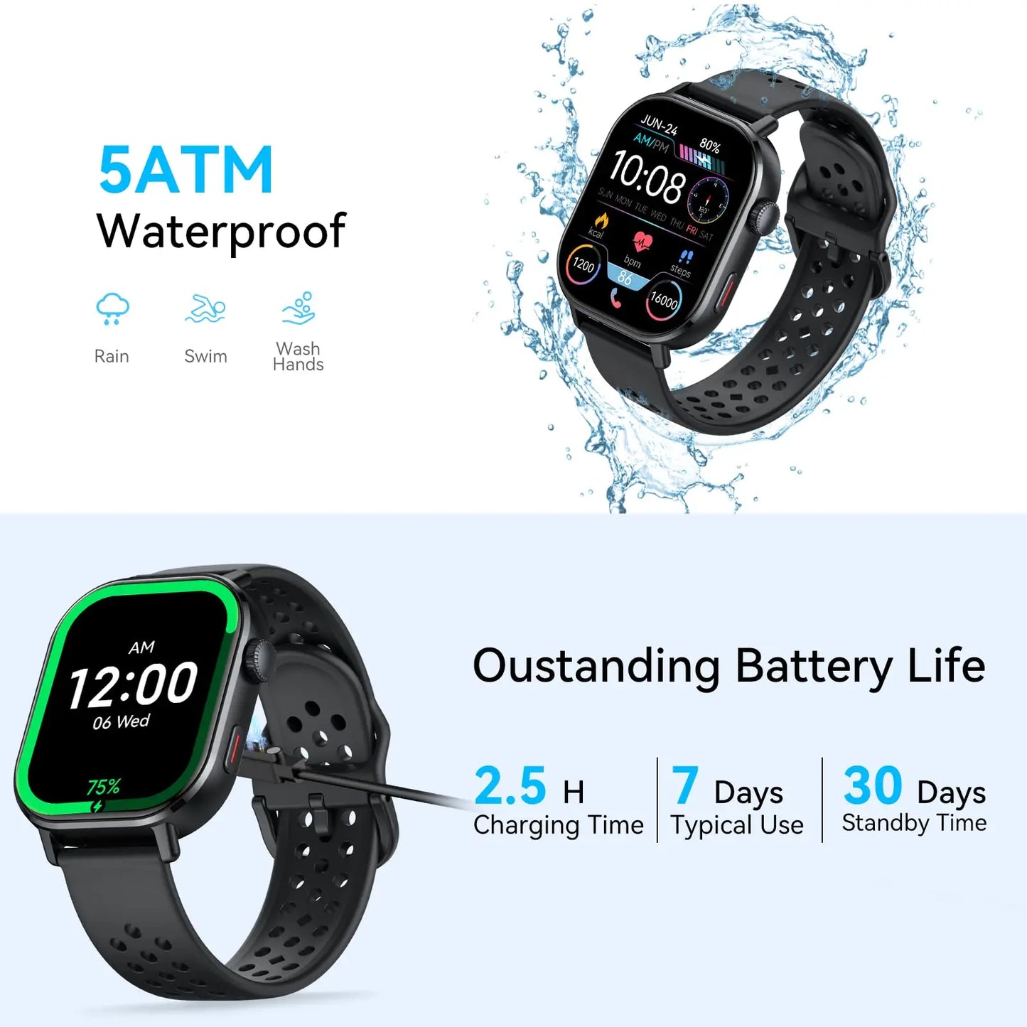 Nerunsa Smartwatch Men AMOLED GPS Always On Display 5ATM Waterproof