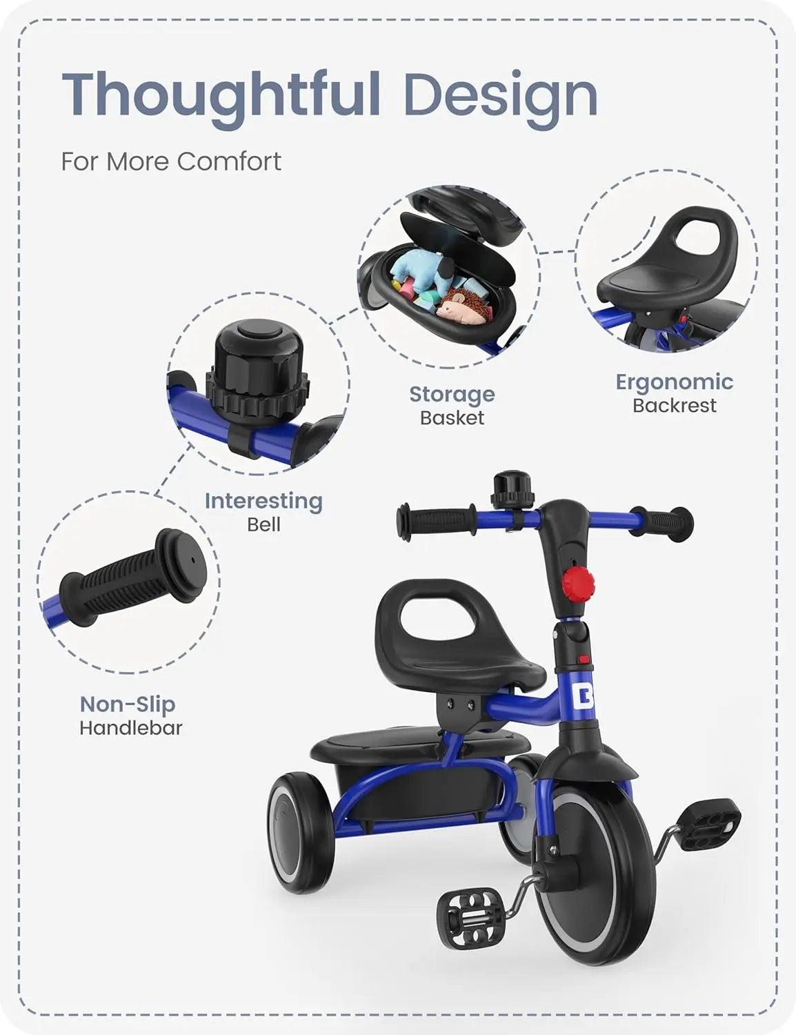 Toddler Tricycle With Bell For 18 Months To 5 Years