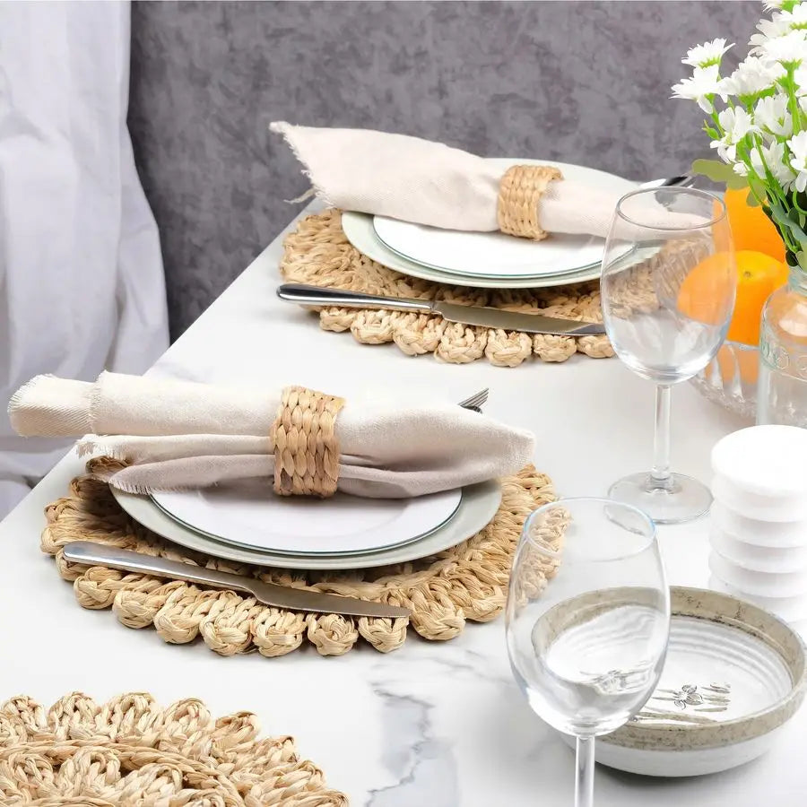 Corn Husk Round Placemats Set Of 6 For Dining Table