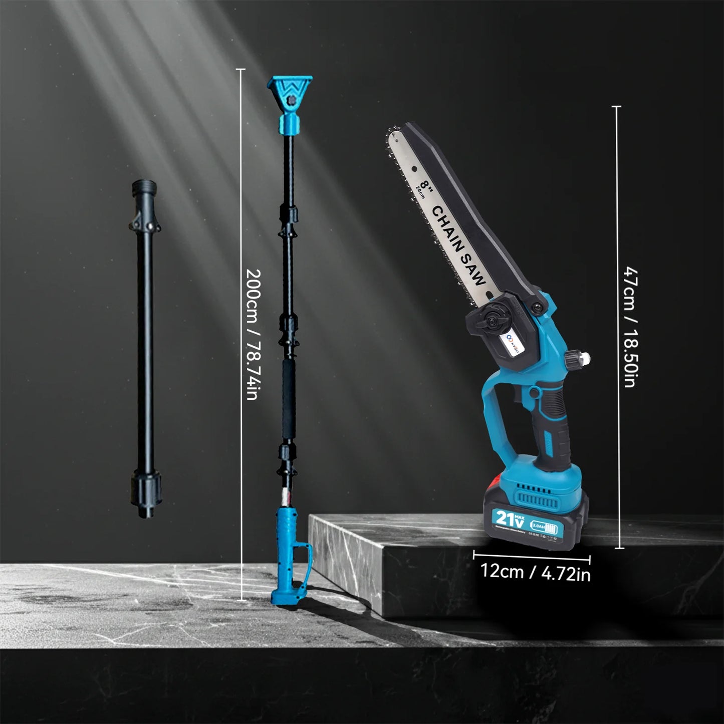 Two In One Cordless Pole Saw And Mini Chainsaw With Extension Pole