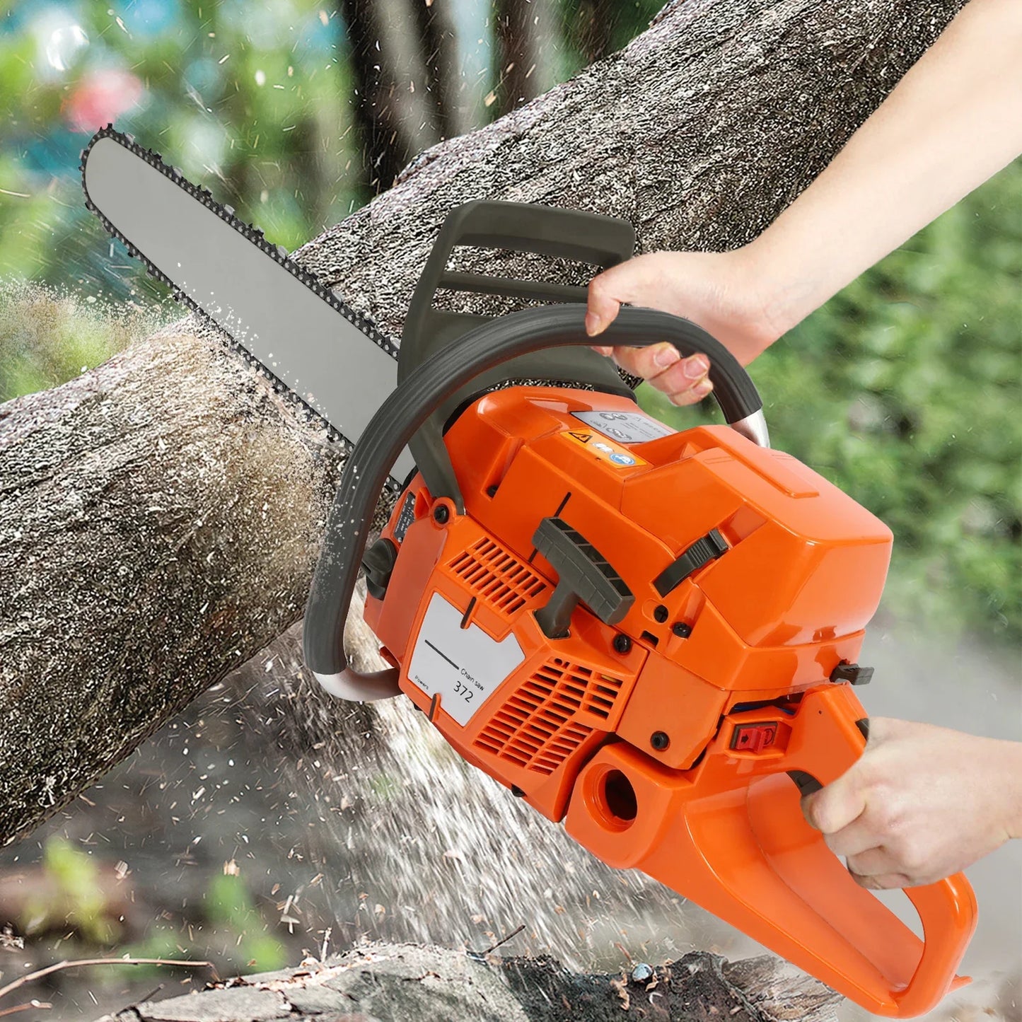 3.4KW/3.9KW Gasoline Power Chain Saws 24 inch Guide Bar 2 Cycle Gas Chainsaw Farm Garden Cutting Wood Crankcase Hand Pull Start