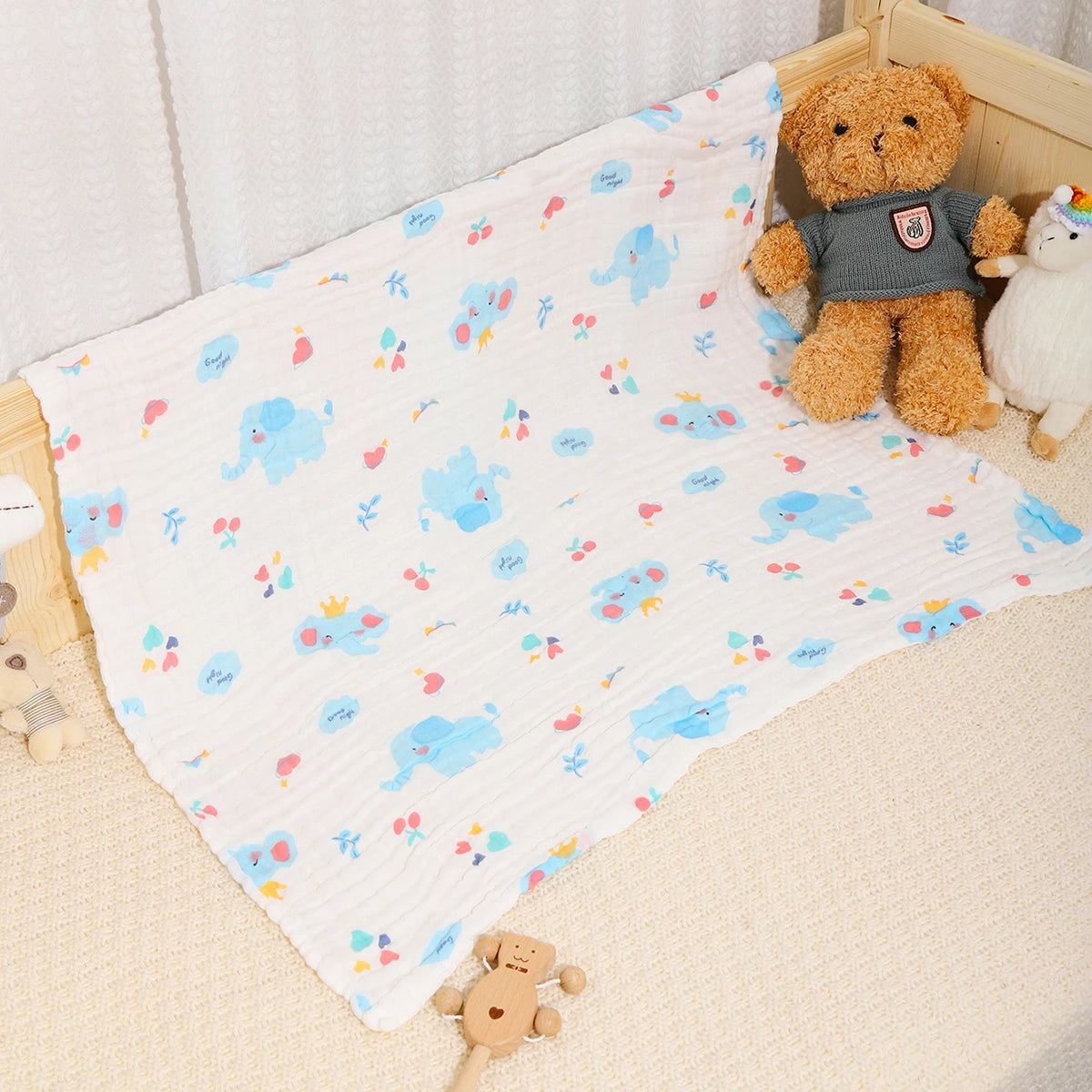 Unisex Cotton Baby Bath Towel and Gauze Washcloth Set for Newborns