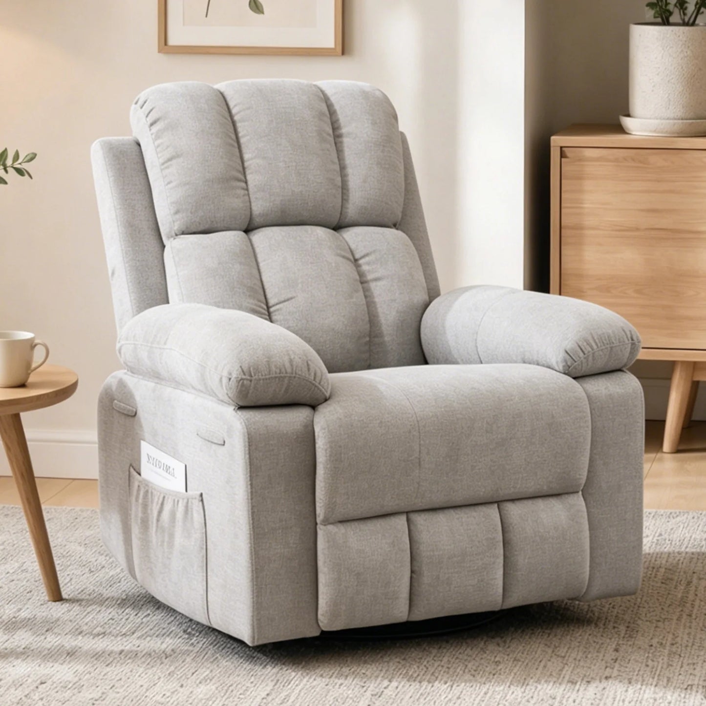 GIFTFIT Rocking Recliner Chair, Modern Glider Recliner Chair, Chenille Fabric Upholstery Recliner, Manual Reclining Sofa Chair for Living Room, Office, Apartment